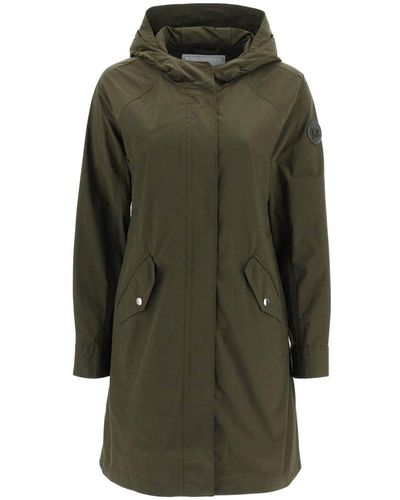 Woolrich Long-sleeved Hooded Mid-length Coat - Green