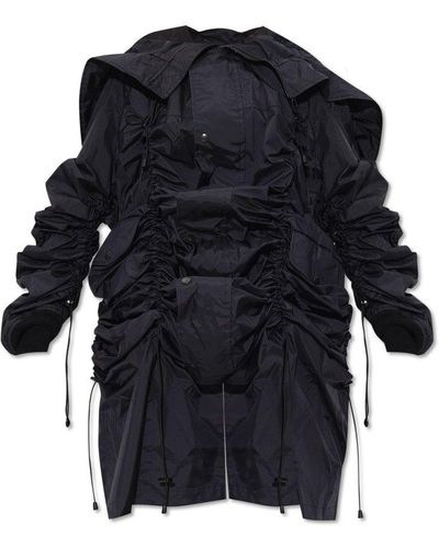 Junya Watanabe Ruched Detailed Coat - Black