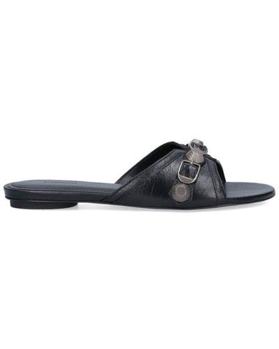 Balenciaga Cagole Flat Sandals - Black
