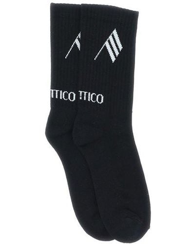 The Attico Logo-intarsia Ankle-length Socks - Black