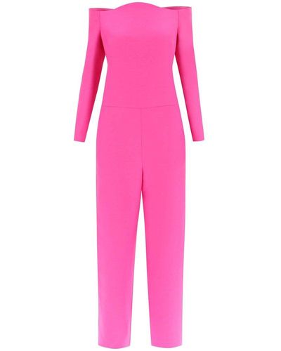 Valentino Off-shoulder Long-sleeved Jumpsuit - Pink