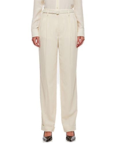 Ralph Lauren Stamford Pleated Trousers - Natural