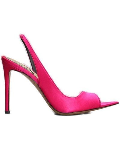 Alexandre Vauthier Pointed-toe Panelled Satin Sandals - Pink