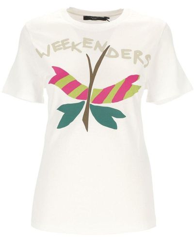 Weekend by Maxmara Logo Printed Crewneck T-shirt - White