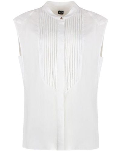 BOSS Pleated Short-sleeved Blouse - White