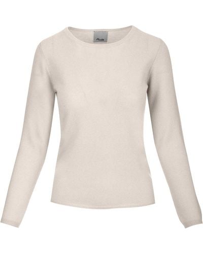 Allude Fine Knit Crewneck Sweater - White