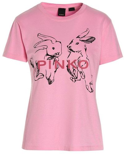 Pinko Logo Print T-shirt - Pink