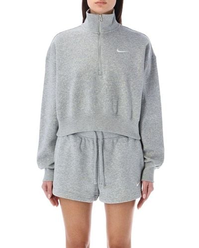Nike Sportswear Phoenix 1/2-zip Crop Sweatshirt - Grey