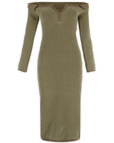 Jacquemus La Robe Pampero Off-shoulder Polo Dress - Green