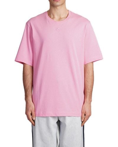 Marine Serre Moon Embroidered Crewneck T-shirt - Pink