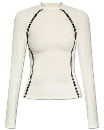 Balmain Logo Trim Sleeved Swim Top - Natural