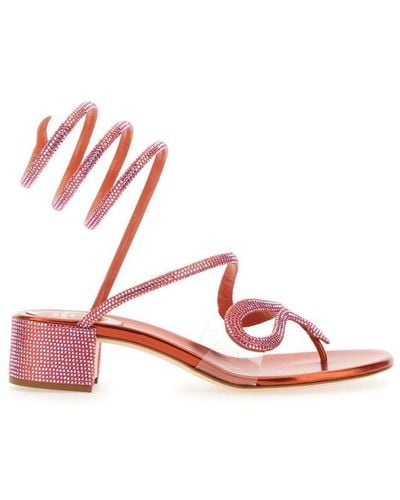 Rene Caovilla René Caovilla Embellished Almond Toe Sandals - Pink
