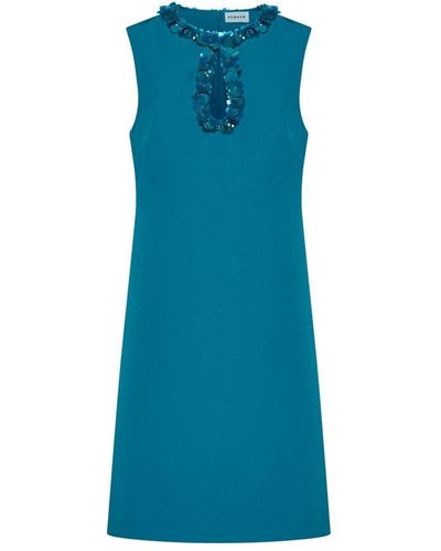 P.A.R.O.S.H. Cut-out Sleeveless Mini Dress - Blue