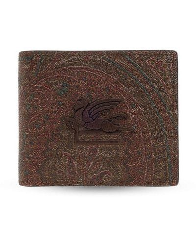 Etro Wallet With Logo, - Brown