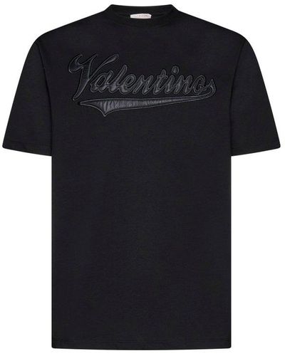 Valentino Logo Patch Crewneck T-shirt - Black