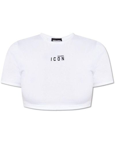 DSquared² Cropped T-shirt With Logo, - White