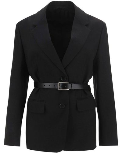 Prada Belted Single-breasted Jacket - Black