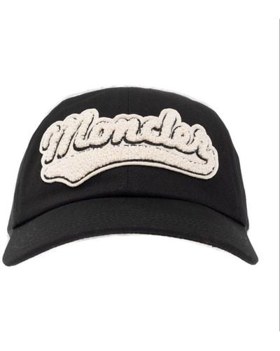 Moncler Logo Flocked Baseball Cap - Black