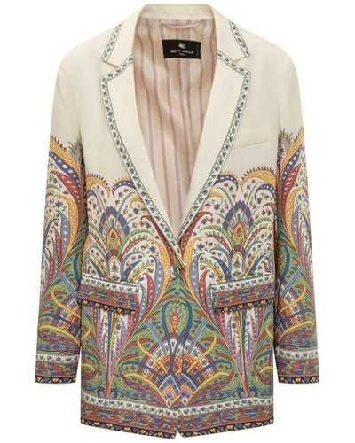 Etro Abstract Floral Print Jacket - White