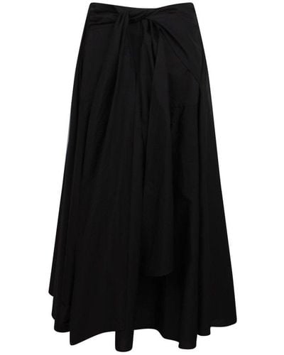 MSGM Layered Detailed Poplin Midi Skirt - Black