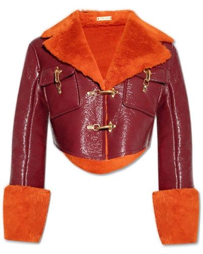 Cult Gaia 'jay' Glossy Cropped Jacket - Red