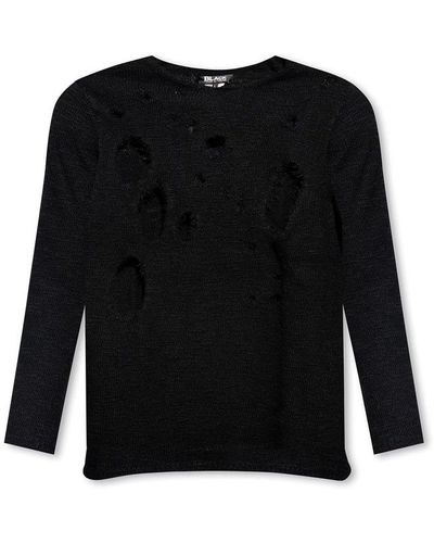 COMME DES GARÇON BLACK Distressed Knit Sweater - Black