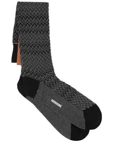 Missoni Zig-zag Pattern Socks - Black