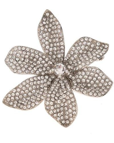 Dolce & Gabbana Crystal-Embellished Brooch - White