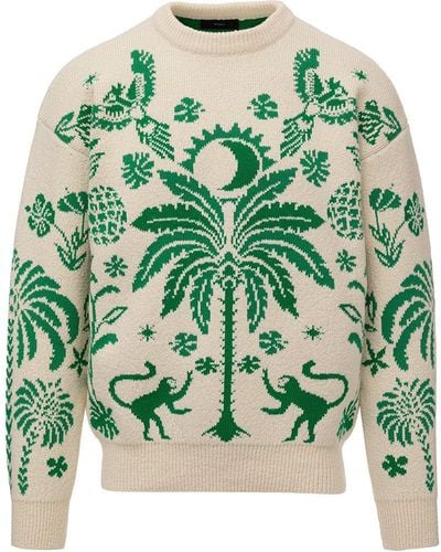 Alanui Explosion Of Nature Knitted Jumper - Green