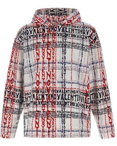 Valentino All-over Printed Long-sleeved Hoodie - Red