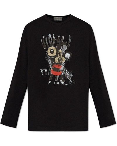 Yohji Yamamoto T-shirt With Long Sleeves, - Black
