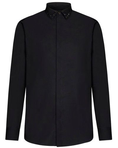 Valentino Stud Detailed Long-sleeved Shirt - Black