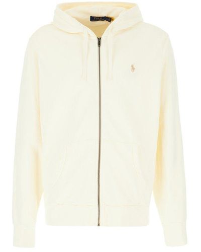 Polo Ralph Lauren Pony Embroidered Zip-up Hoodie - Natural