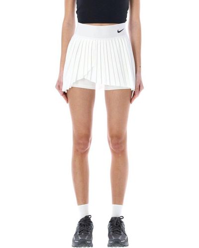 Nike Logo Embroidered Pleated Tennis Skirt - White