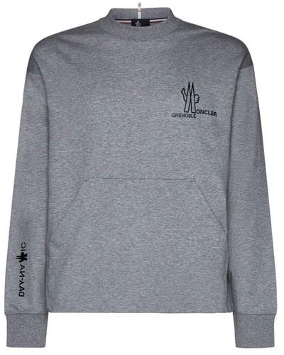 3 MONCLER GRENOBLE Logo Detailed Crewneck Sweatshirt - Grey
