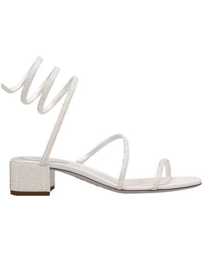 Rene Caovilla Cleo Crystal Embellished Block-heel Sandals - White