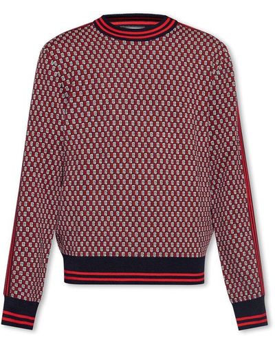 Balmain Sweater With Monogram, - Red