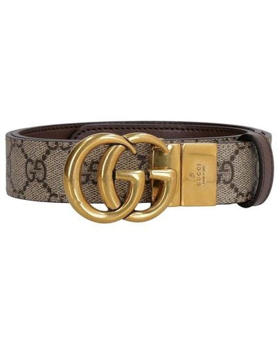 Gucci Leather And GG Supreme Fabric Reversible Belt - Multicolor