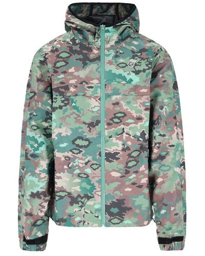 BBCICECREAM Camouflage-printed Zipped Hooded Jacket - Green