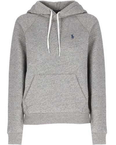 Polo Ralph Lauren Pony Embroidered Drawstring Hoodie - Gray