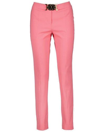 Moschino Logo Plaque Belt Straight-leg Trousers - Pink