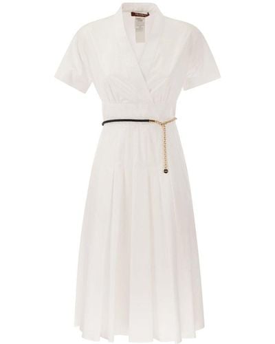 Max Mara Studio Alatri Crossed Poplin Dress - White
