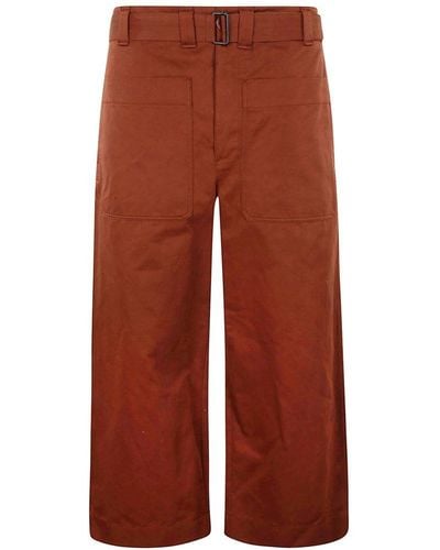 Lemaire Cropped Belted Trousers - Red