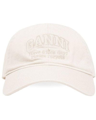 Ganni Baseball Cap, - Natural