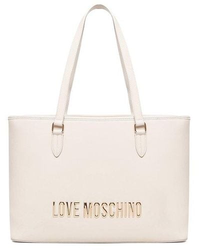 Love Moschino Logo Lettering Tote Bag - Natural