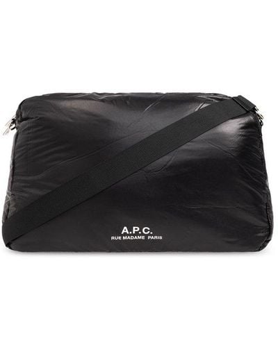 A.P.C. Logo Printed Large Shoulder Bag - Black