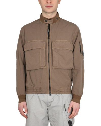C.P. Company Jacket With Logo - Brown
