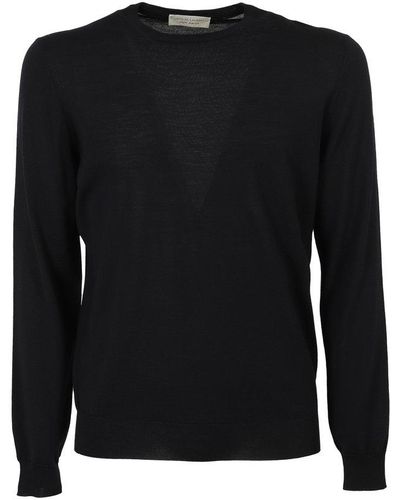 FILIPPO DE LAURENTIIS Long-sleeved Crewneck Knitted Sweater - Black