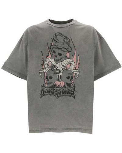 Acne Studios Skull Printed Crewneck T-shirt - Grey