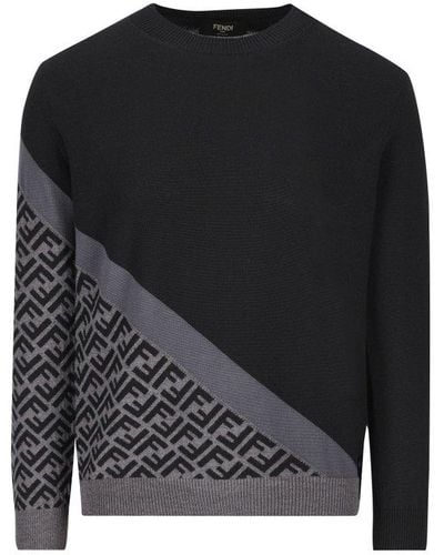 Fendi Ff Monogram Wool Sweater - Black